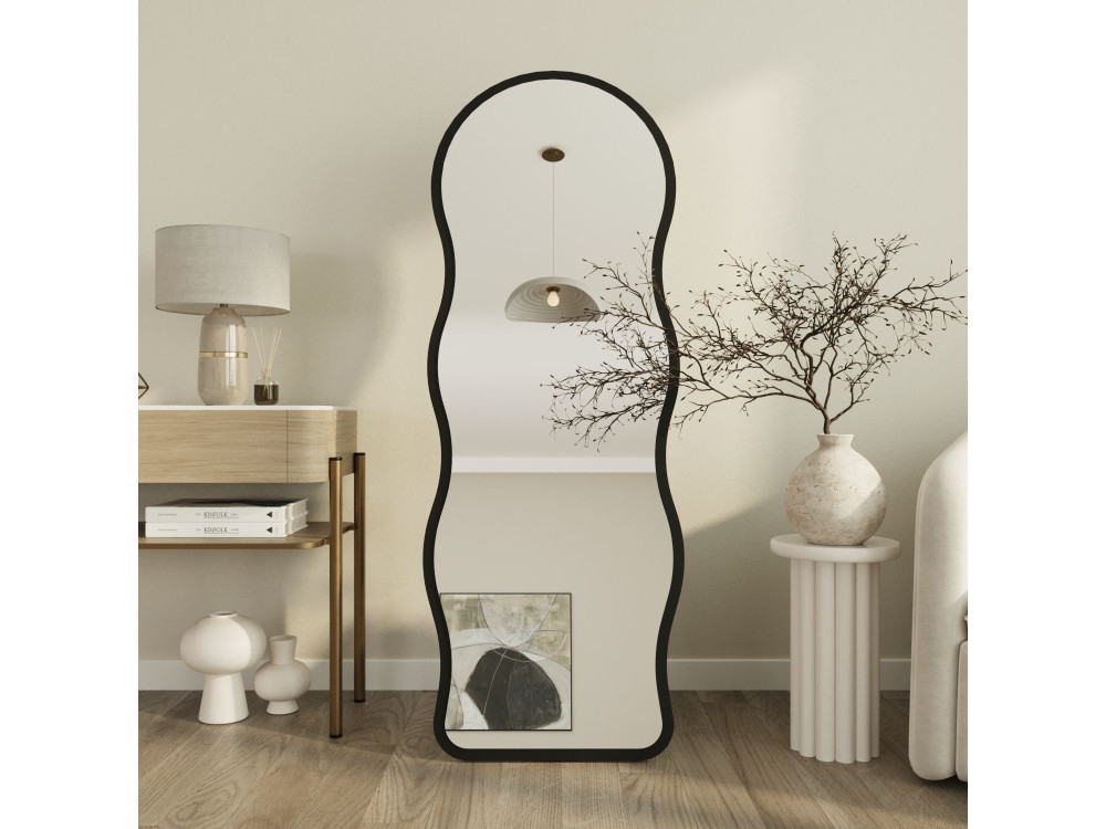 Miroir sur pied en bois "Asial" - 50 x 2 x 160 cm - Noir