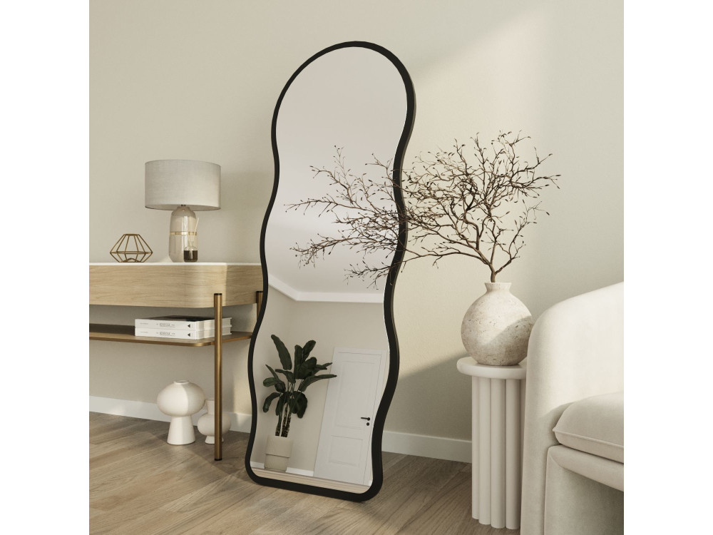 Miroir sur pied en bois "Asial" - 50 x 2 x 160 cm - Noir