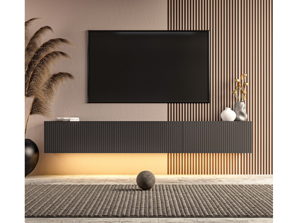 Meuble TV en bois "Ada" - 180 x 31 x 29 cm - Anthracite