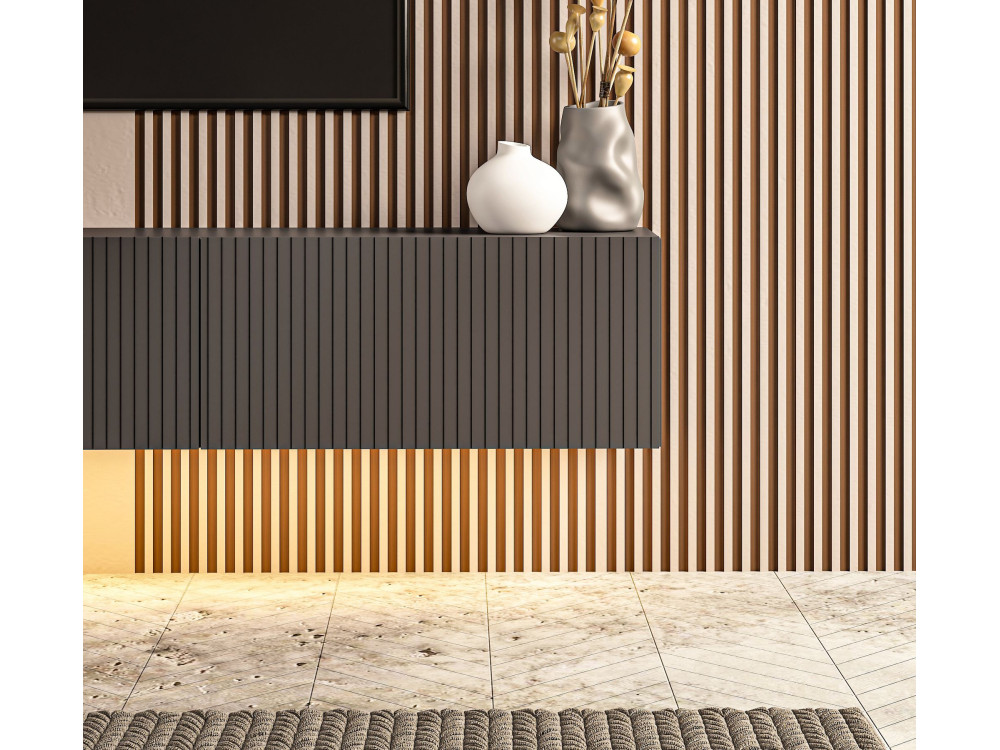 Meuble TV en bois "Ada" - 180 x 31 x 29 cm - Anthracite