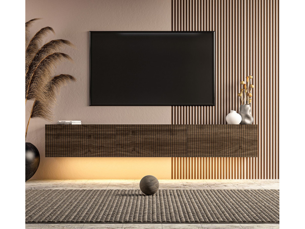 Meuble TV en bois "Ada" - 180 x 31 x 29 cm - Noyer