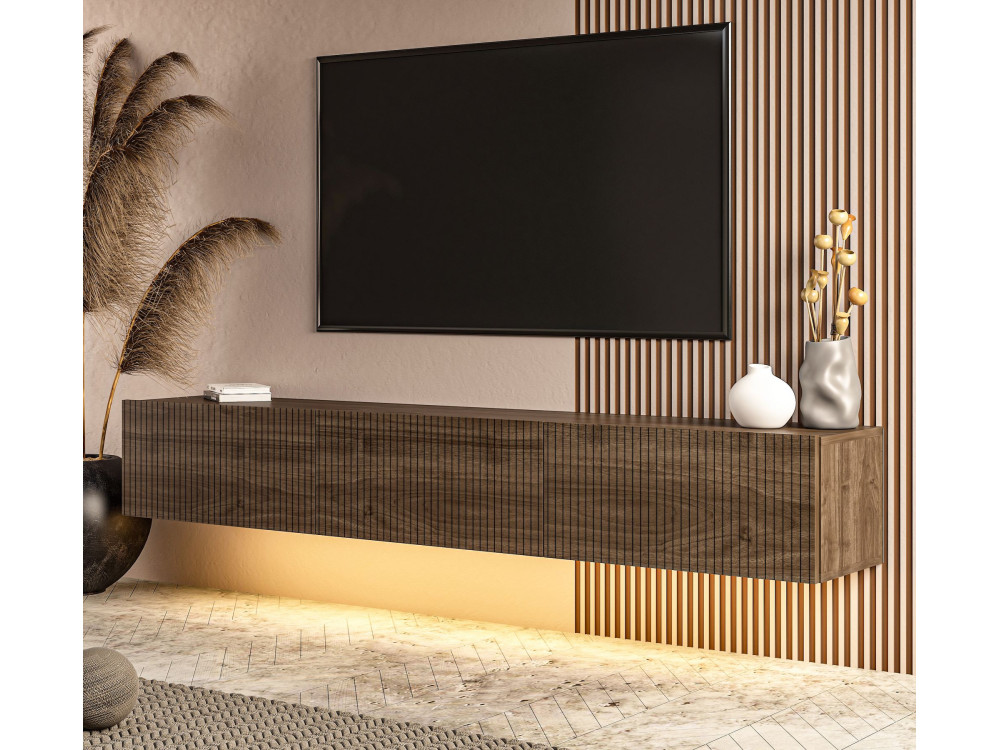 Meuble TV en bois "Ada" - 180 x 31 x 29 cm - Noyer