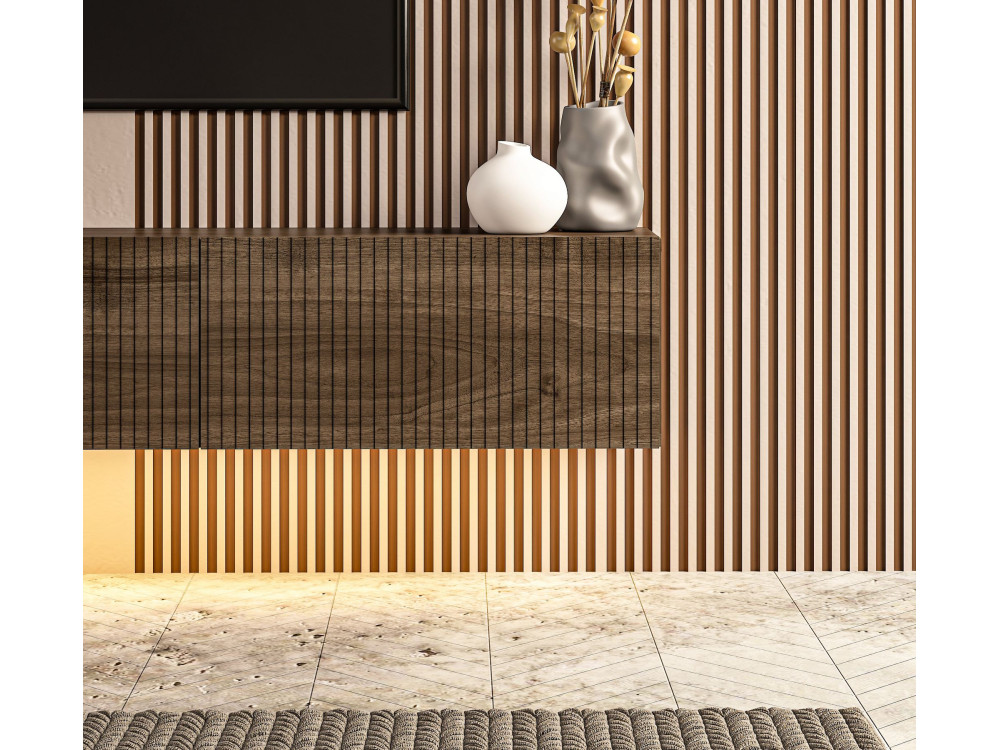 Meuble TV en bois "Ada" - 180 x 31 x 29 cm - Noyer