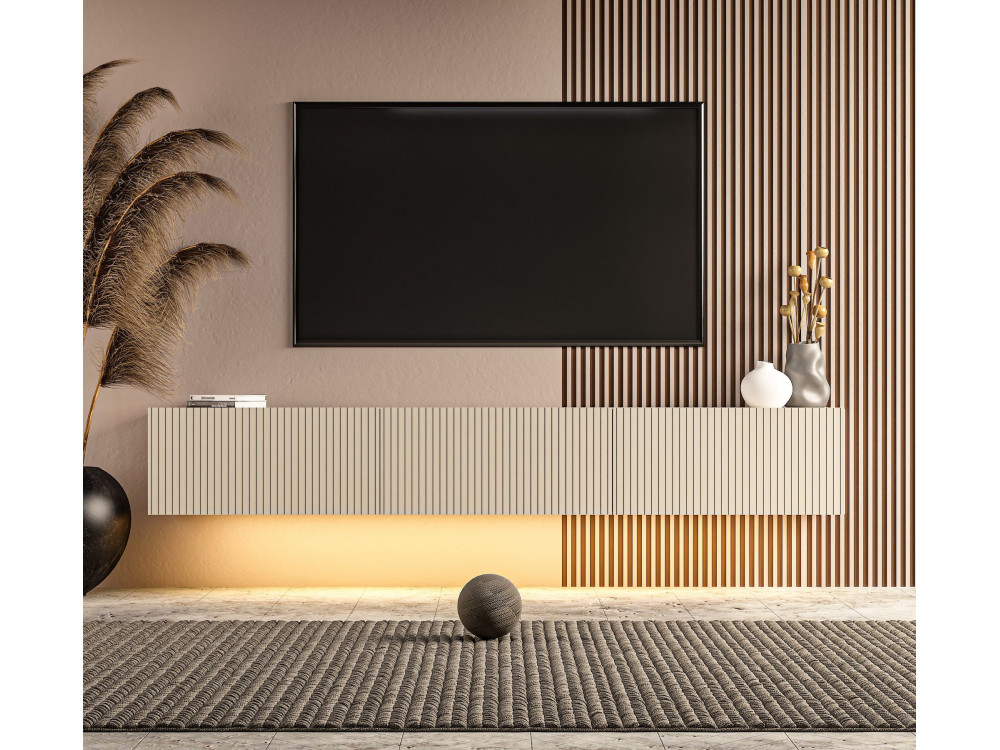 Meuble TV en bois "Ada" - 180 x 31 x 29  cm - Gris