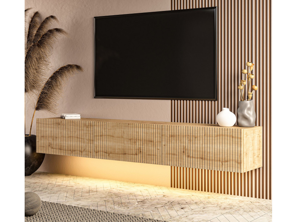 Meuble TV en bois "Ada" -180 x 31 x 29  cm - Chêne