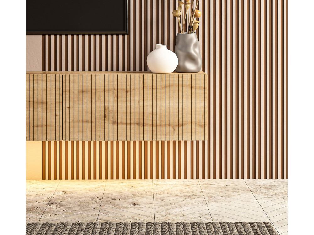 Meuble TV en bois "Ada" -180 x 31 x 29  cm - Chêne