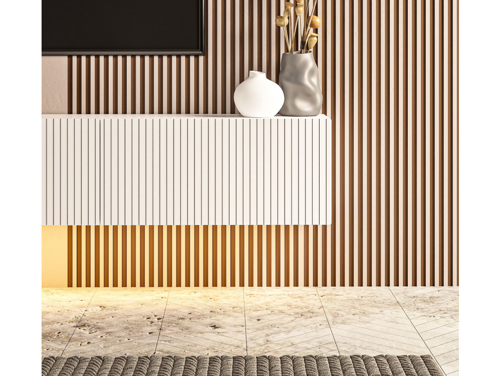 Meuble TV en bois "Ada" - 180 x 31 x 29 cm - Blanc