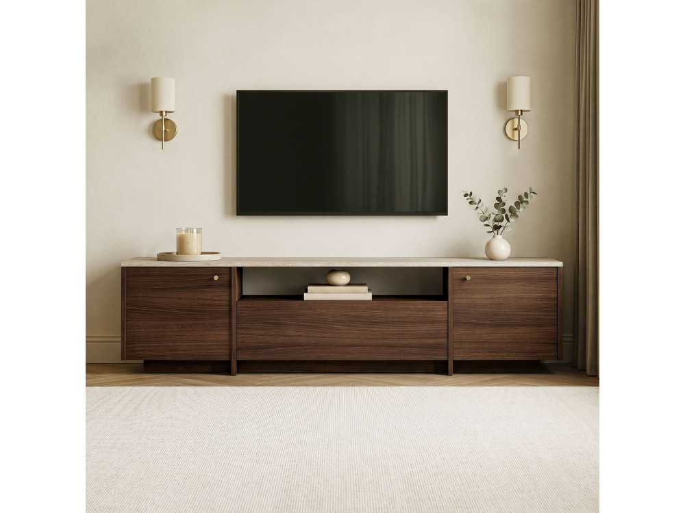 Meuble TV en bois "Alvar" - 180 x 35 x 46 cm - Travertin