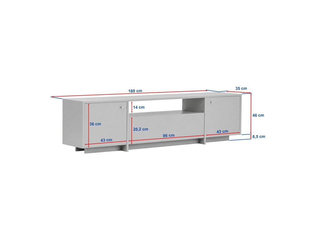 Meuble TV en bois "Alvar" - 180 x 35 x 46 cm - Travertin