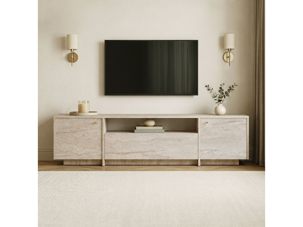 Meuble TV en bois "Alvar" - 180 x 35 x 46 cm - Beige