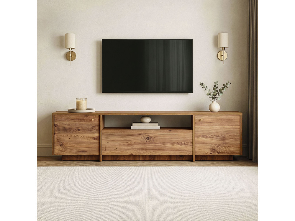 Meuble TV en bois "Alvar" - 180 x 35 x 46 cm - Pin Atlantique