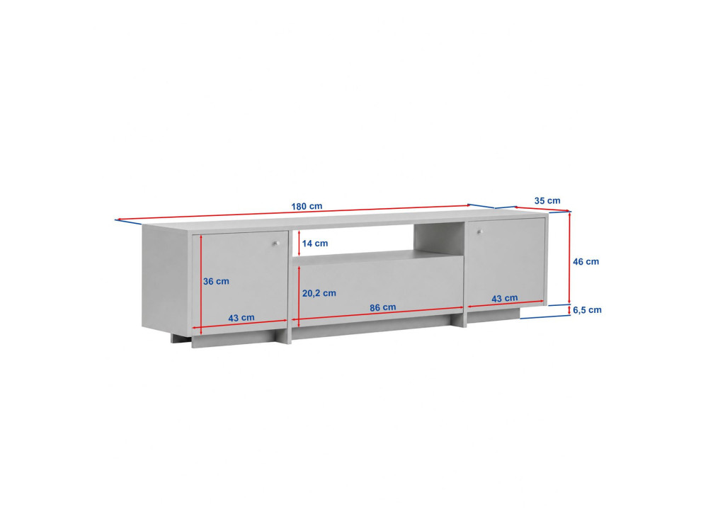 Meuble TV en bois "Alvar" - 180 x 35 x 46 cm - Pin Atlantique