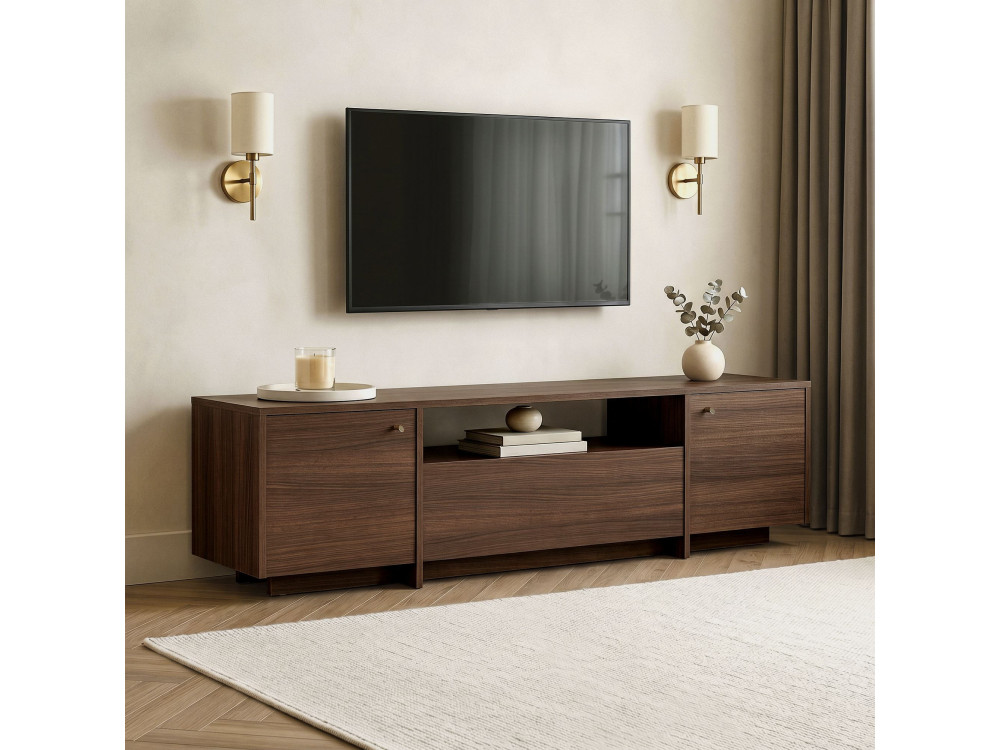 Meuble TV en bois "Alvar" - 180 x 35 x 46 cm - Marron