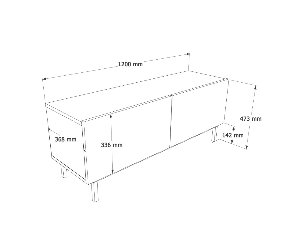 Meuble TV en bois " Coast " - 120 x 47,3 x 36,8 cm - Sable