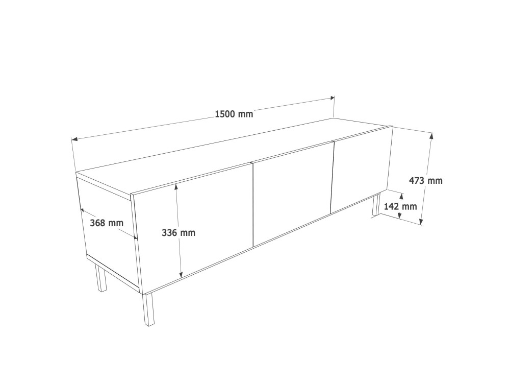 Meuble TV en bois "Coast" - 150 x 37 x 48 cm - Beige