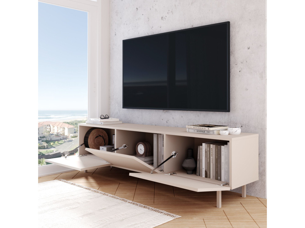 Meuble TV en bois " Coast " - 180 x 37 x 47 cm - Beige