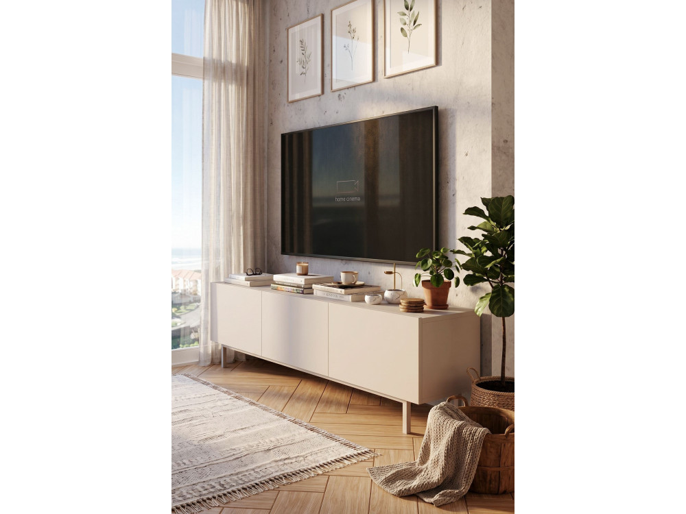 Meuble TV en bois " Coast " - 180 x 37 x 47 cm - Beige