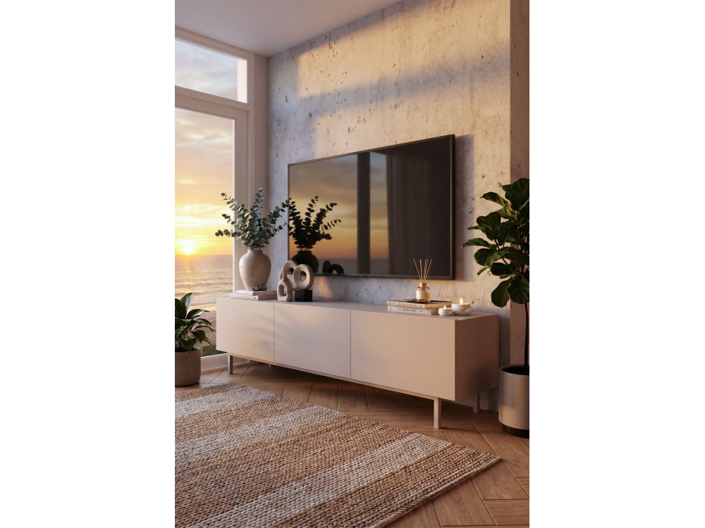 Meuble TV en bois " Coast " - 180 x 37 x 47 cm - Beige