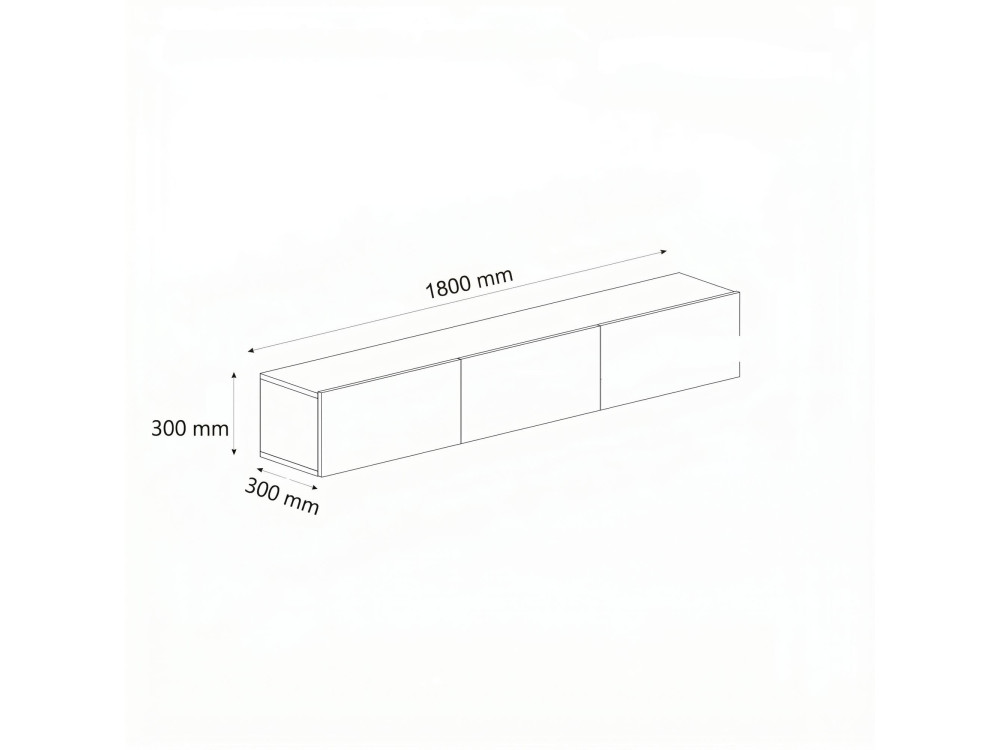 Meuble TV en bois "Helen" - 180 x 30 x 30 cm - Travertin