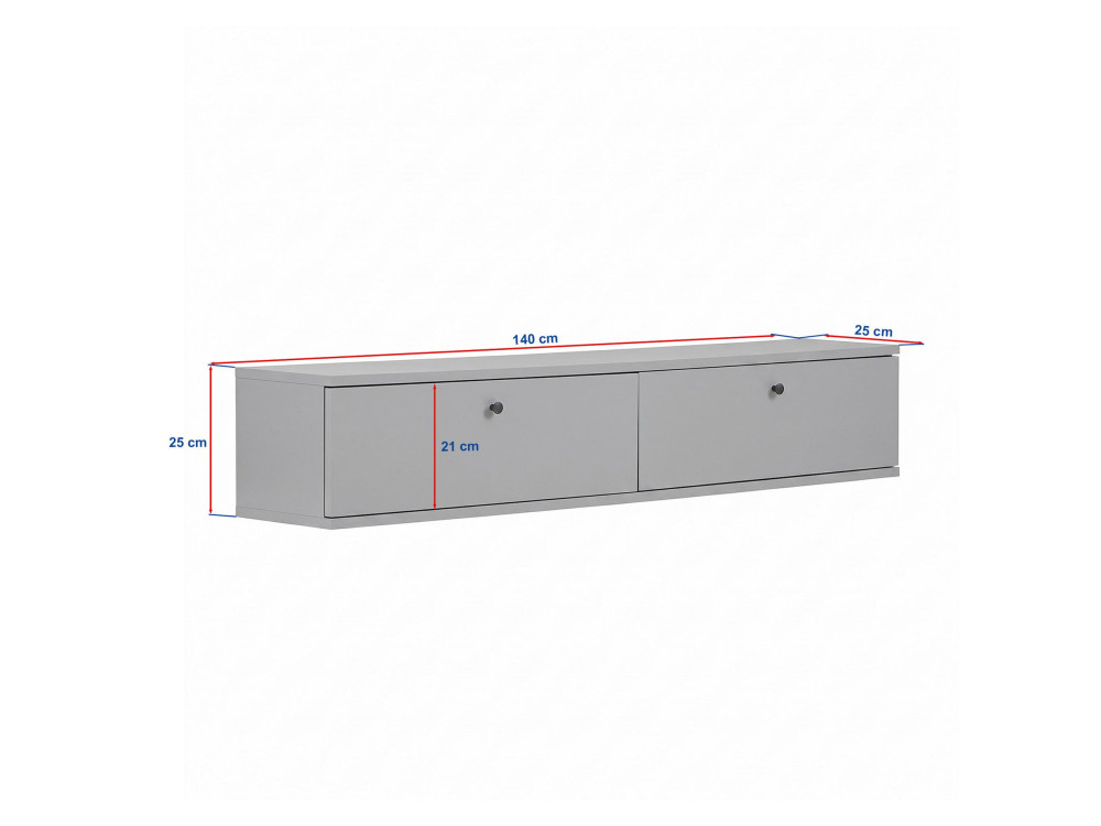 Meuble TV en bois "Ligne 140" - 140 x 25 x 25 cm - Blanc