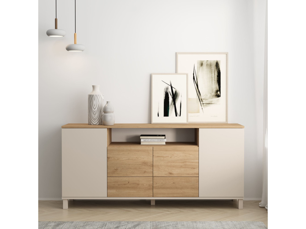 Console en bois "Mood" - 180 x 44 x 82 cm - Beige