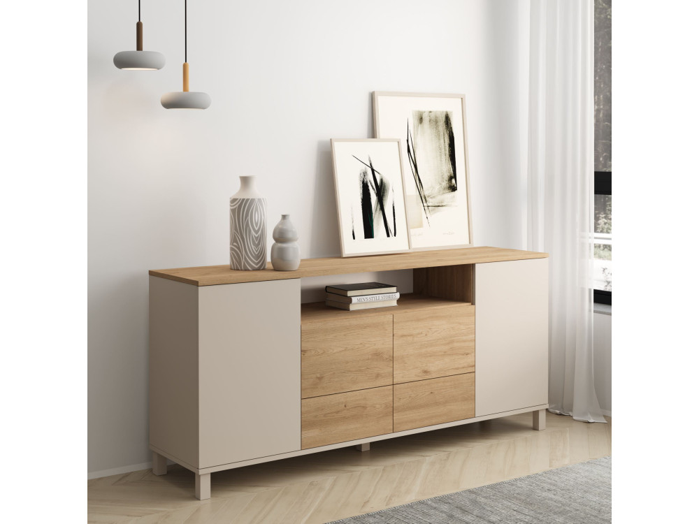 Console en bois "Mood" - 180 x 44 x 82 cm - Beige