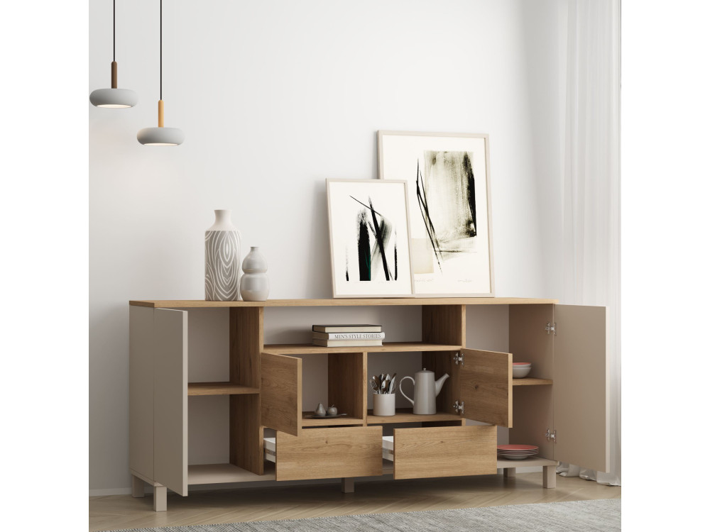 Console en bois "Mood" - 180 x 44 x 82 cm - Beige