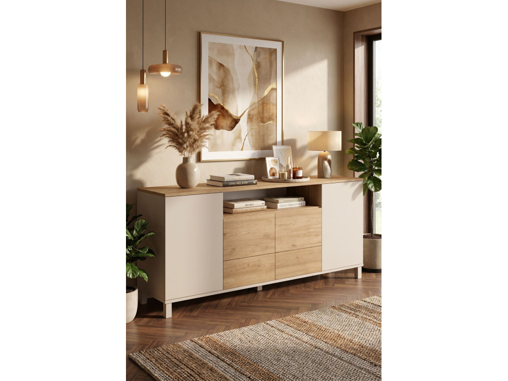 Console en bois "Mood" - 180 x 44 x 82 cm - Beige