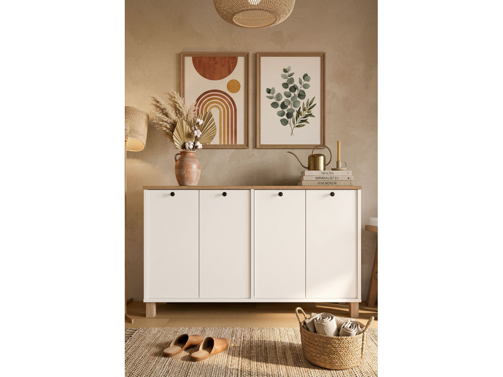 Console en bois "Nord" - 120 x 29 x 74 cm - Blanc