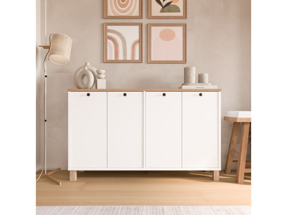 Console en bois "Nord" - 120 x 29 x 74 cm - Blanc