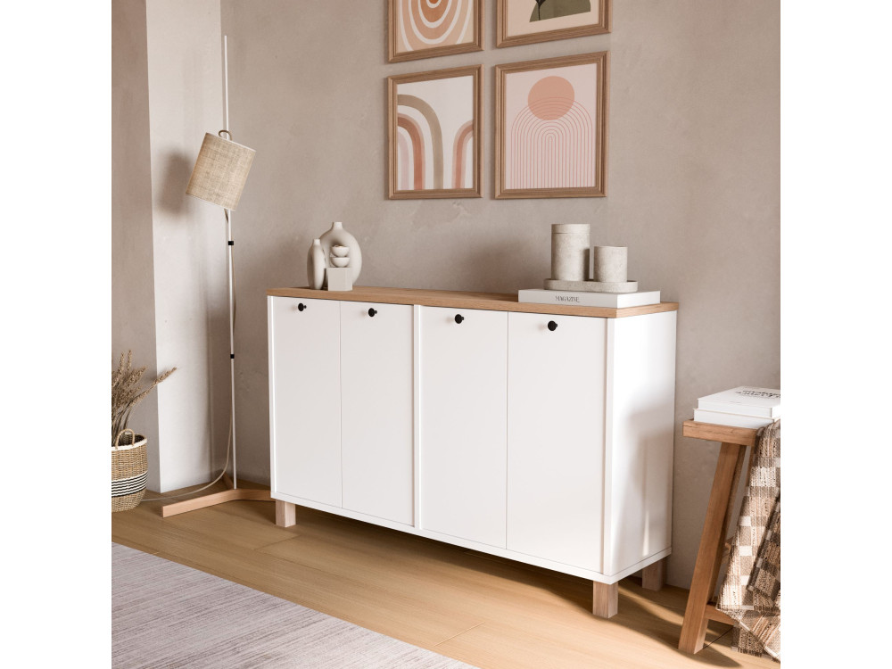 Console en bois "Nord" - 120 x 29 x 74 cm - Blanc