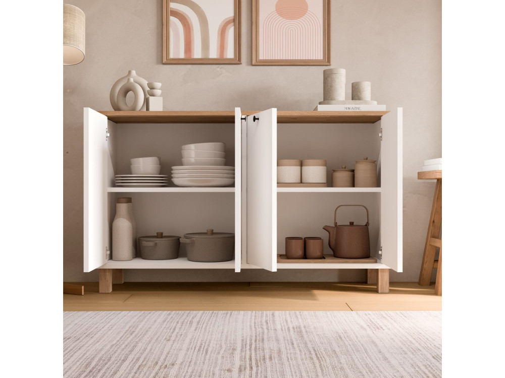 Console en bois "Nord" - 120 x 29 x 74 cm - Blanc