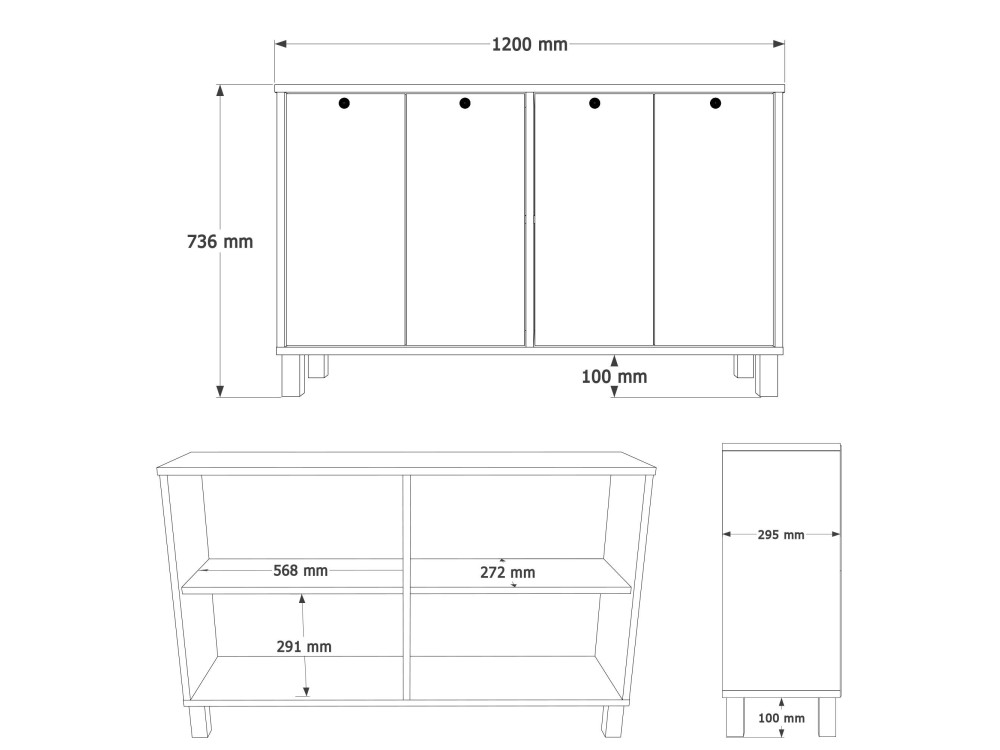 Console en bois "Nord" - 120 x 29 x 74 cm - Blanc