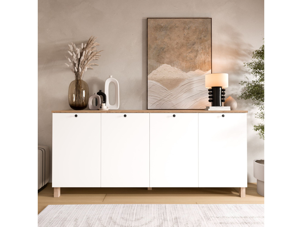 Console en bois "Nord" - 180 x 42 x 80 cm - Blanc