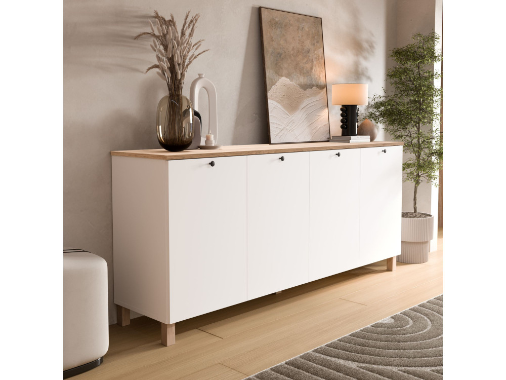 Console en bois "Nord" - 180 x 42 x 80 cm - Blanc