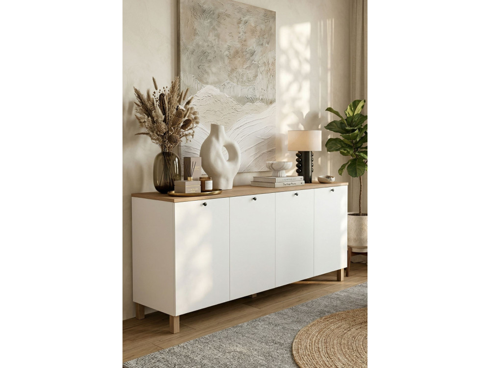 Console en bois "Nord" - 180 x 42 x 80 cm - Blanc