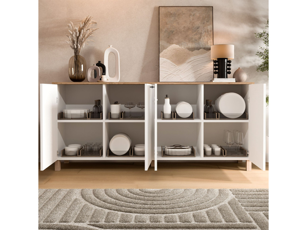 Console en bois "Nord" - 180 x 42 x 80 cm - Blanc