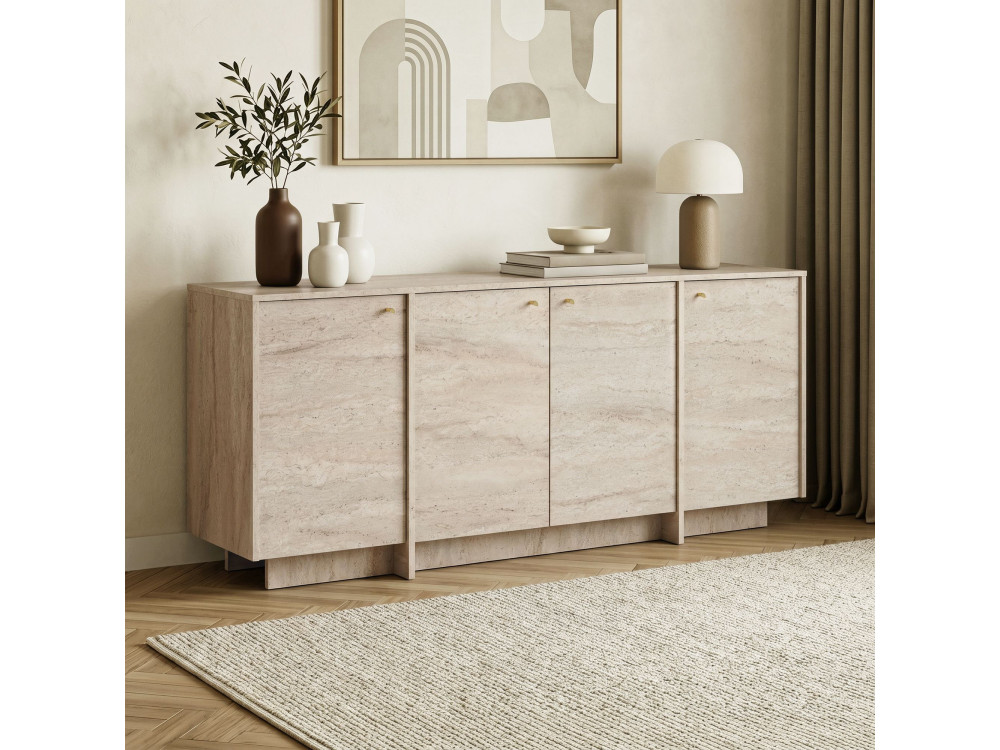 Console en bois "Varen" - 180 x 45 x 82 cm - Travertin