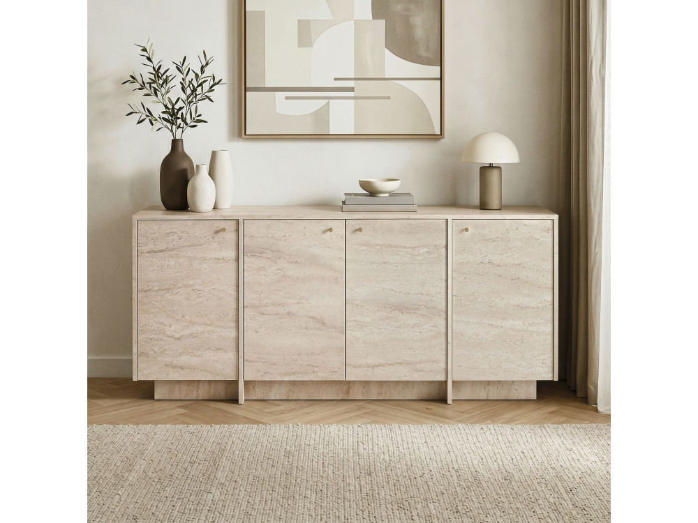 Console en bois "Varen" - 180 x 45 x 82 cm - Travertin