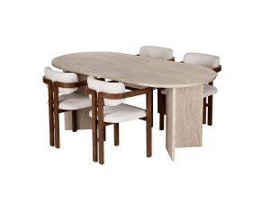 Ensemble table à manger et chaises (5 Pièces) en bois " Meridia 4 " - 180 x 90 x 75 cm - Blanc