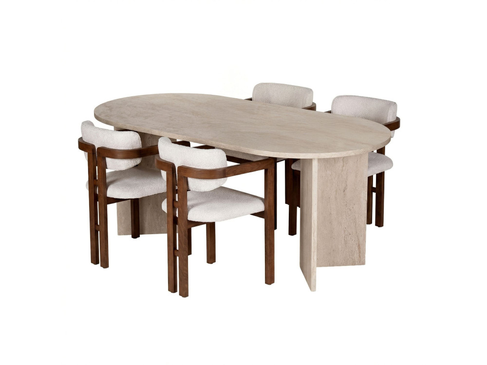 Ensemble table à manger et chaises (5 Pièces) en bois " Meridia 4 " - 180 x 90 x 75 cm - Blanc