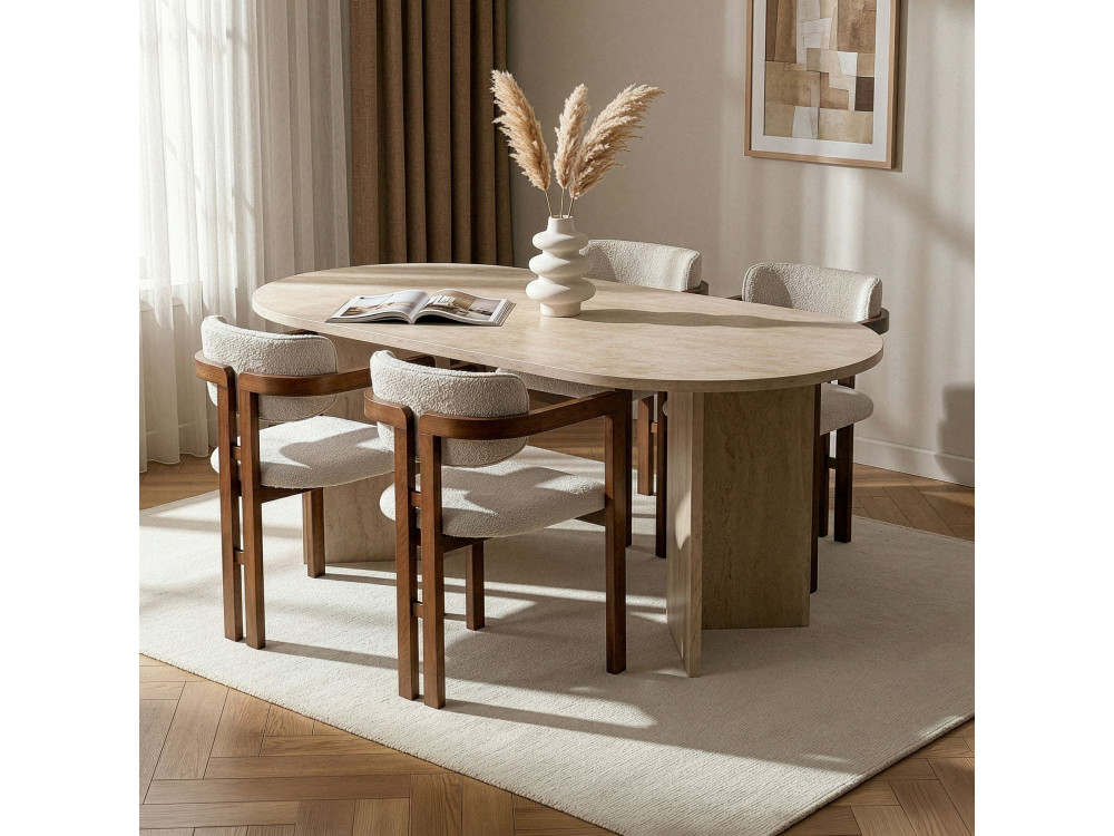Ensemble table à manger et chaises (5 Pièces) en bois " Meridia 4 " - 180 x 90 x 75 cm - Blanc