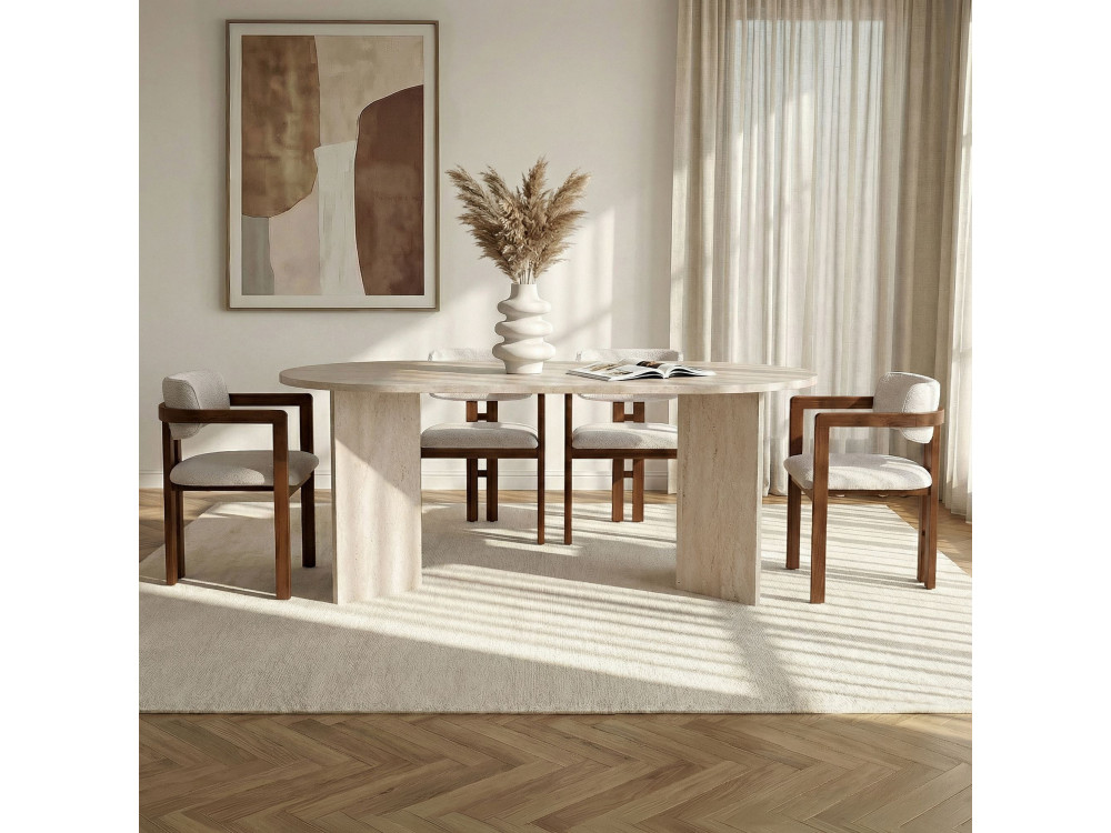 Ensemble table à manger et chaises (5 Pièces) en bois " Meridia 4 " - 180 x 90 x 75 cm - Blanc