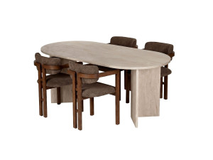 Ensemble table à manger et chaises (5 Pièces) en bois "Meridia 4" - 180 x 90 x 75 cm - Marron