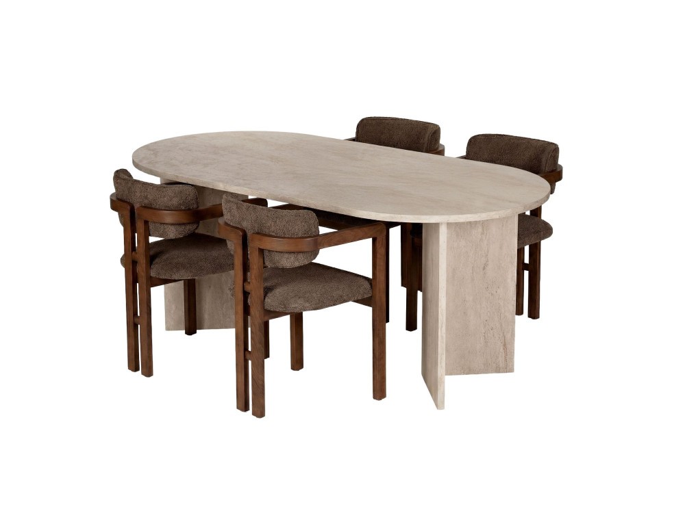 Ensemble table à manger et chaises (5 Pièces) en bois "Meridia 4" - 180 x 90 x 75 cm - Marron