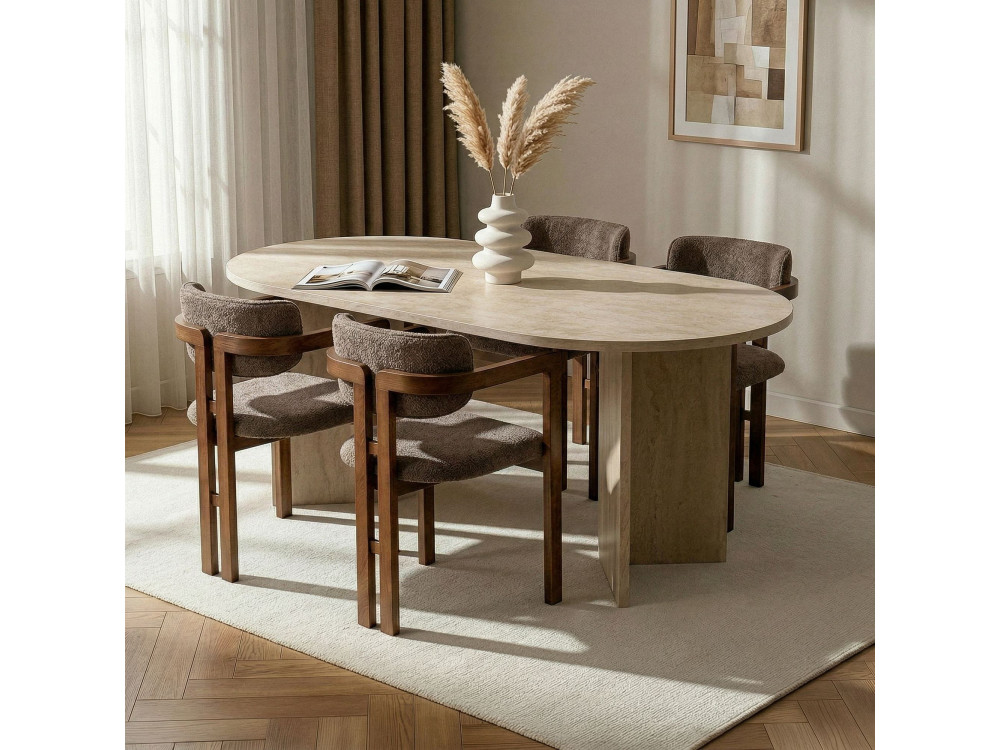 Ensemble table à manger et chaises (5 Pièces) en bois "Meridia 4" - 180 x 90 x 75 cm - Marron