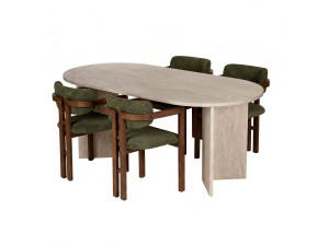 Ensemble table à manger et chaises (5 Pièces) en bois "Meridia 4" - 180 x 90 x 75 cm -  Vert