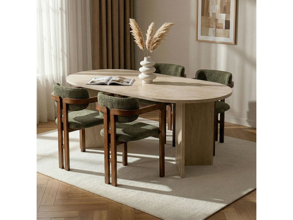 Ensemble table à manger et chaises (5 Pièces) en bois "Meridia 4" - 180 x 90 x 75 cm -  Vert