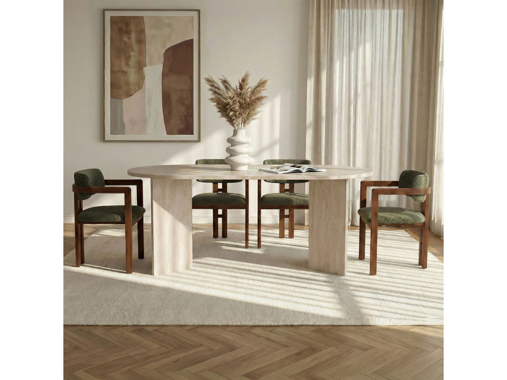Ensemble table à manger et chaises (5 Pièces) en bois "Meridia 4" - 180 x 90 x 75 cm -  Vert