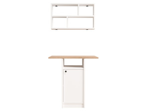 Ensemble table à manger et étagère murale (2 Pièces) en bois "Nord" - 72 x 44 x 74 cm - Blanc